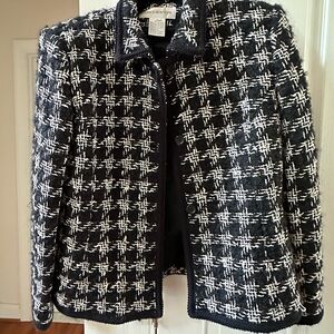 Jones New York Black and White Houndstooth Blazer